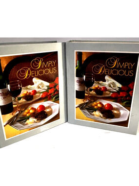 Vintage Simply Delicious Cookbook Menu Plans 2 Ring Binder Set of 2 Illustrated